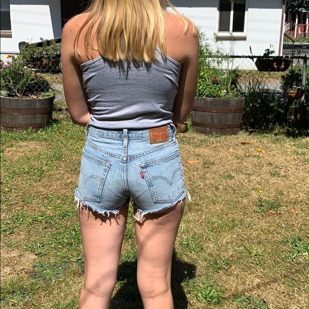 Levi’s button fly fray hem shorts